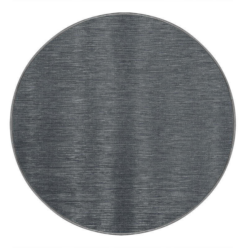 Tapis gris uni lavable à la machine, Rond 3 pi
