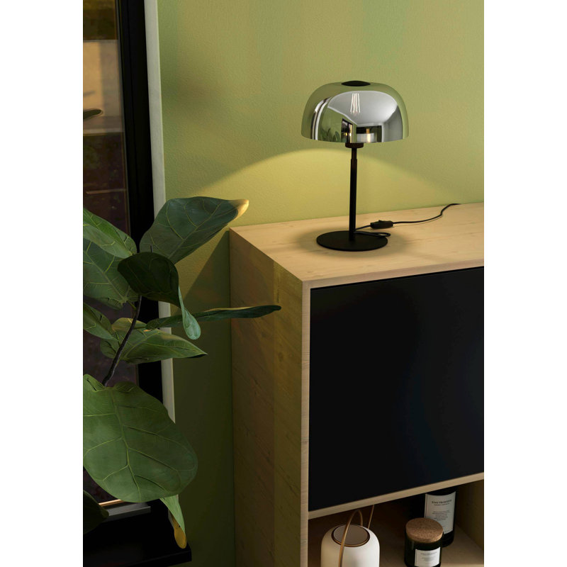 Aikin Metal Table Lamp, Black/Clear