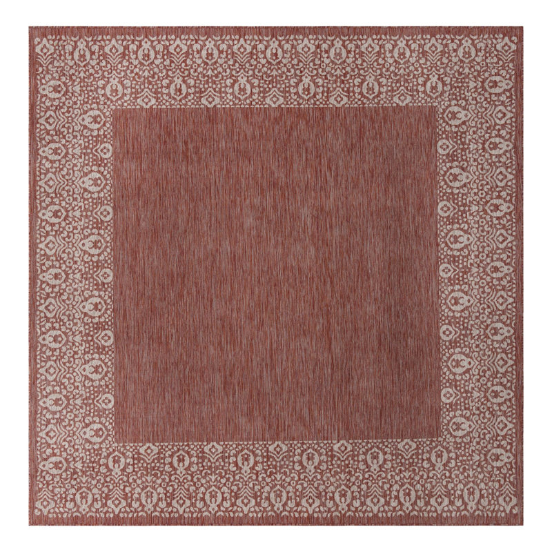 Dmitri Oriental Rust Red Indoor/Outdoor Area Rug, Round 13'1"