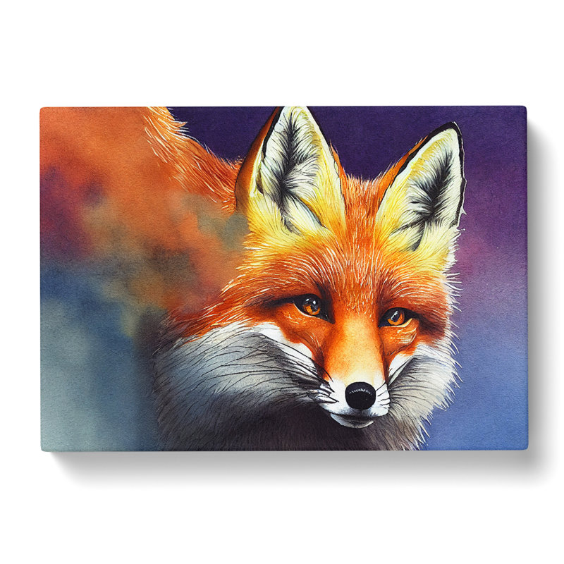 Fox Watercolour Vol.3 - Wrapped Canvas, 50cm H x 76cm W x 3cm D