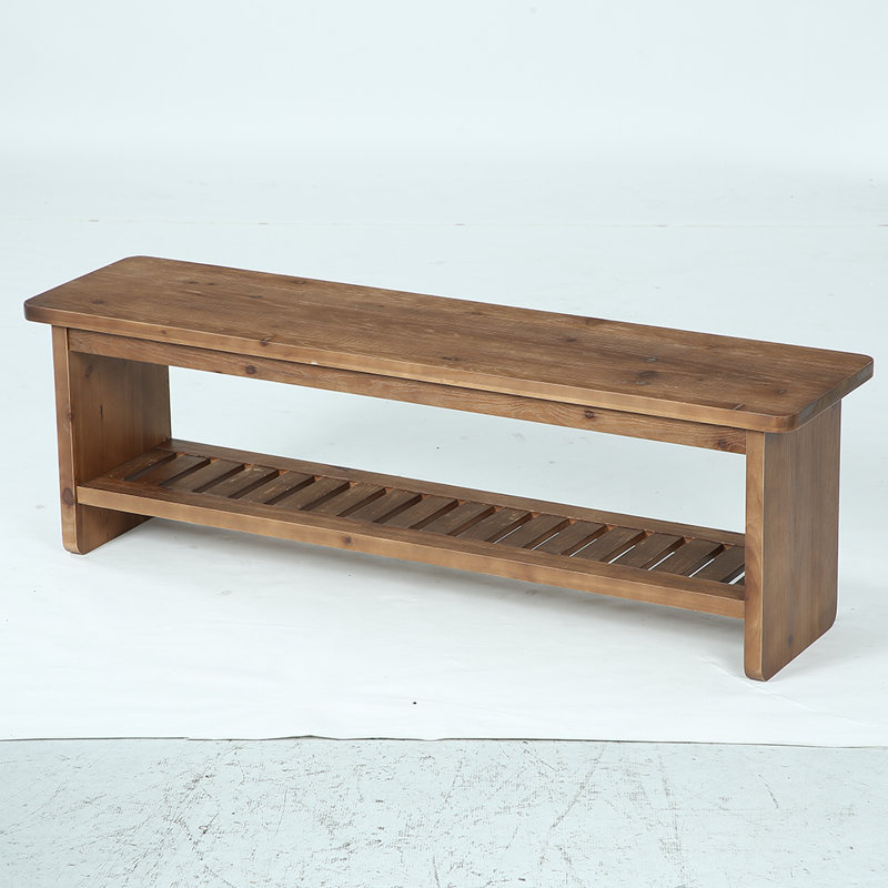 Upholstered Bench with Shelves
