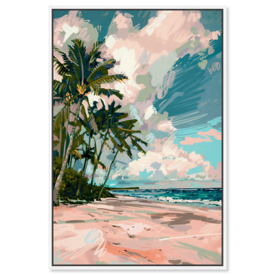 Art Remedy, paumes sous le soleil, cadre côtier coloré 57714