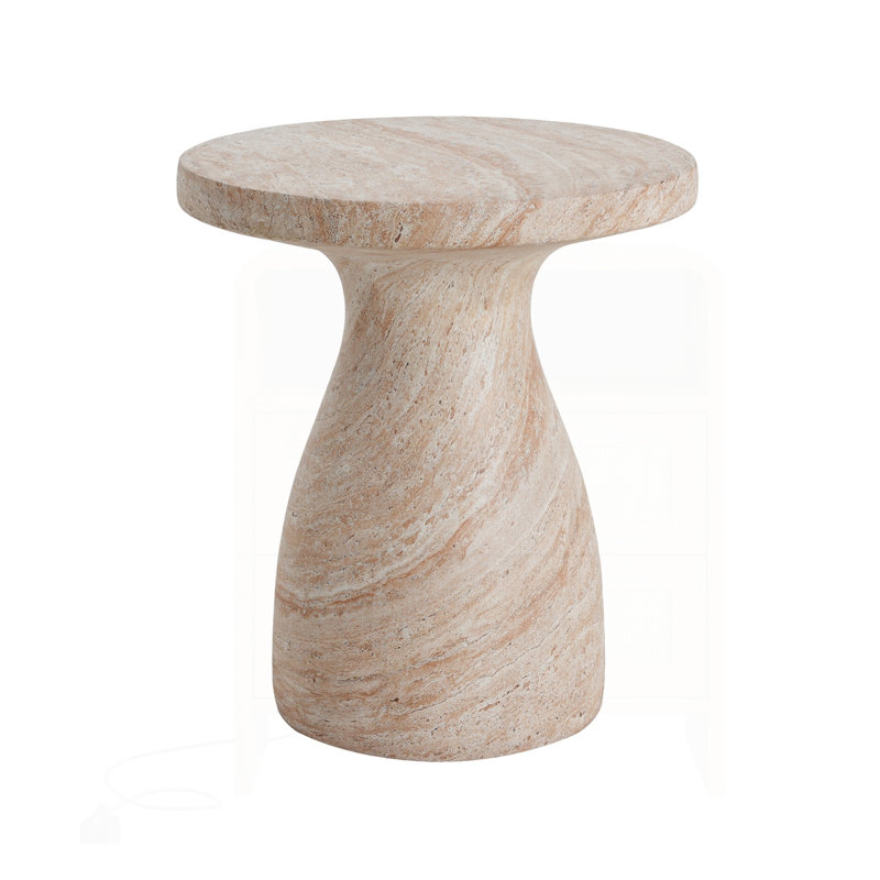 Outdoor Travertine Lightweight Concrete Side Table
