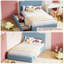 Structure de lit tapissier avec 2 tiroirs, lit simple en velours-129445159-129445162