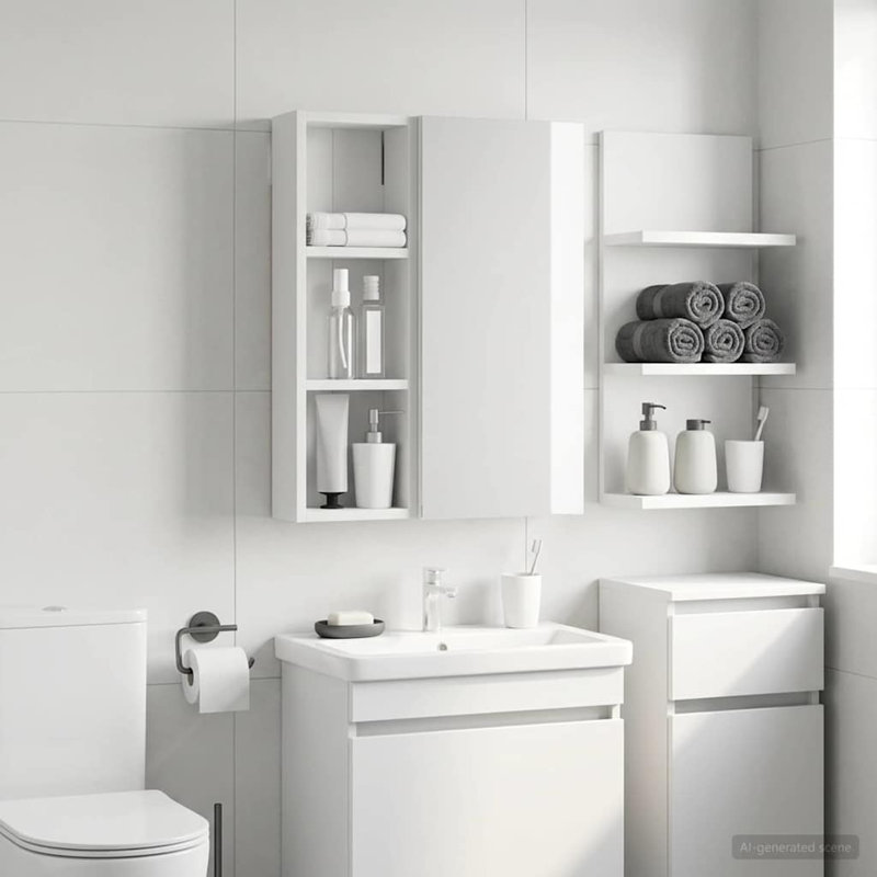 Wall Mounted Required Bathroom Cabinet, 60.5cm H x 20cm W x 10cm D, White