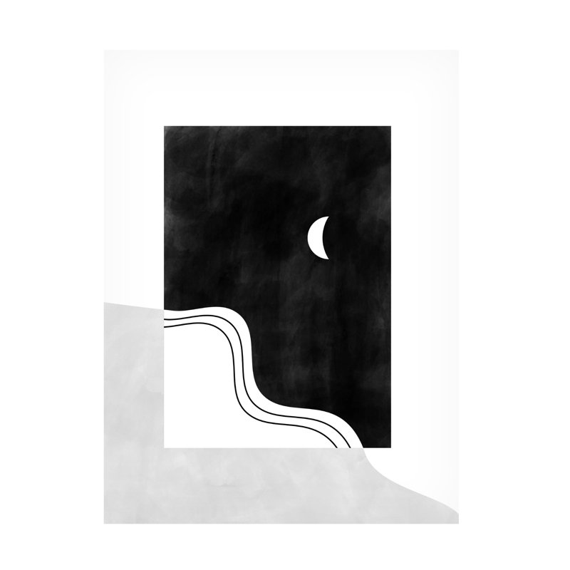Œuvre d'art sur toile noire, Elena Ristova, H 18 po x l 24 po