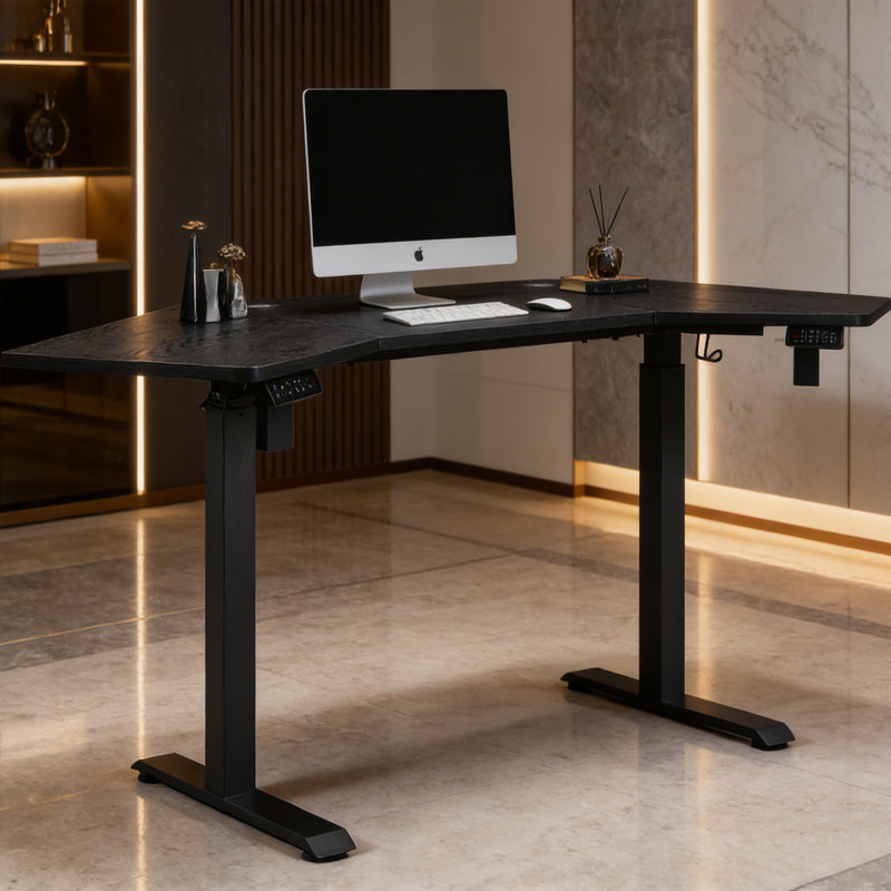 Bureau de coin debout réglable en hauteur l 67,2 po Conanso, Noir
