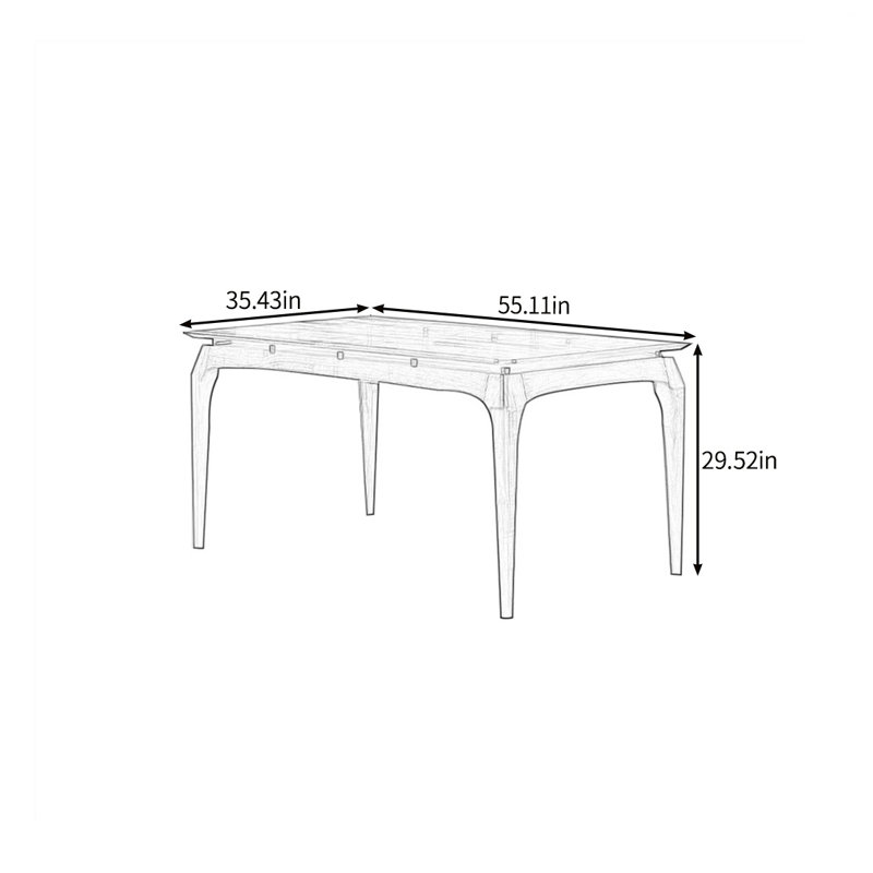 Table de salle à manger suspendue en bois massif, H 29,52 po x L 55,11 po x l 35,43 po