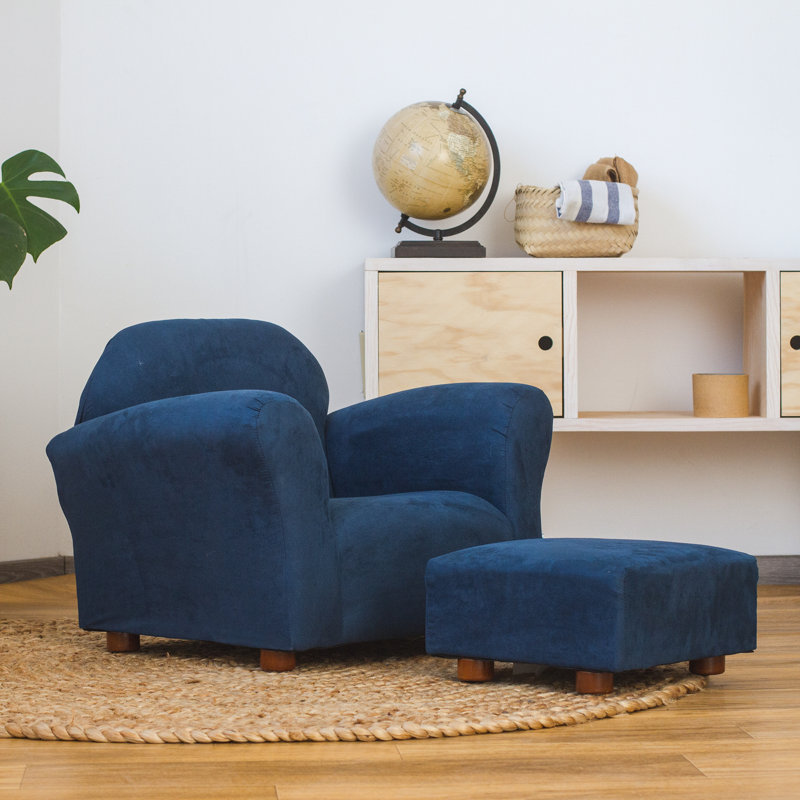 Fauteuil pour enfant avec repose-pieds Weybridge, Bleu marine