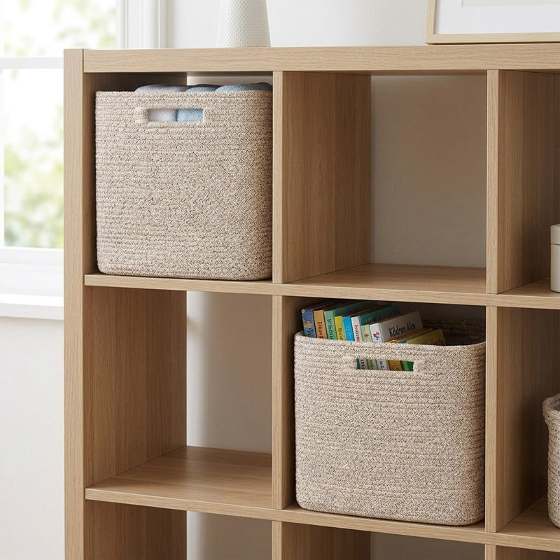 2 Pack Cotton Rope Cube Storage Bins with Handles