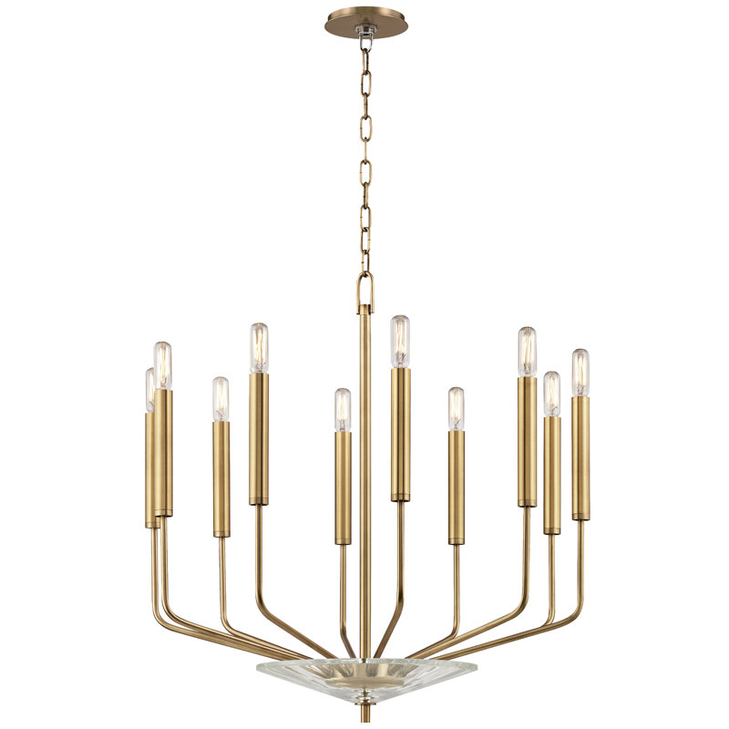 Gideon 10 - Light Chandelier, Aged Brass