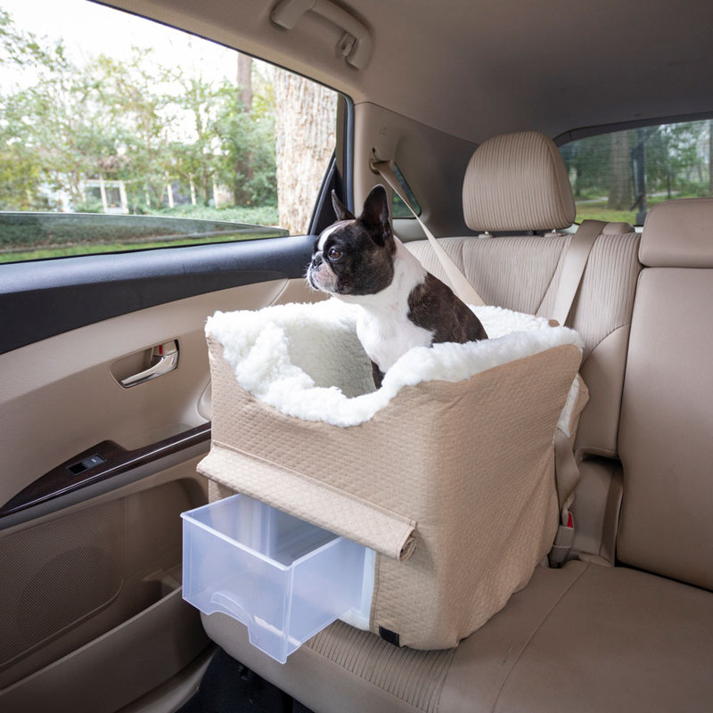 Birch Diamond Beige Soft Sided Dog Car Seat with Storage