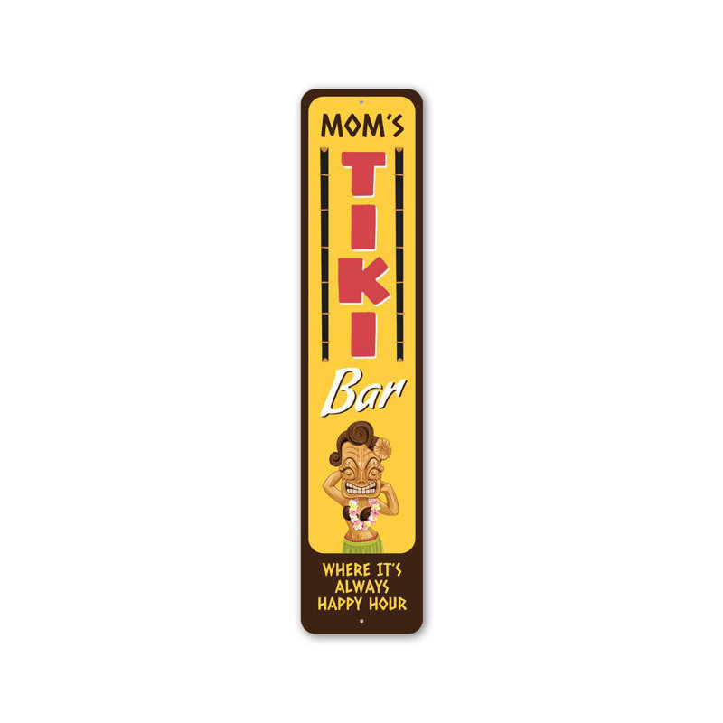 Plaque en aluminium Mom's Tiki Bar, H 24 po x l 6 po x P 0,06 po