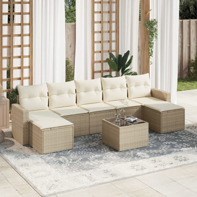 Ensemble de canapé de patio 8 pièces en rotin de polyester Vidaxl