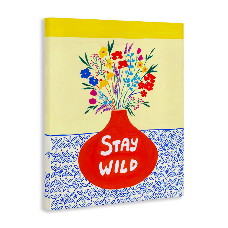 «Stay Wild Midcentury Flowers Canvas», conception par Nabeela Rumi, H 40 po x l 30 po