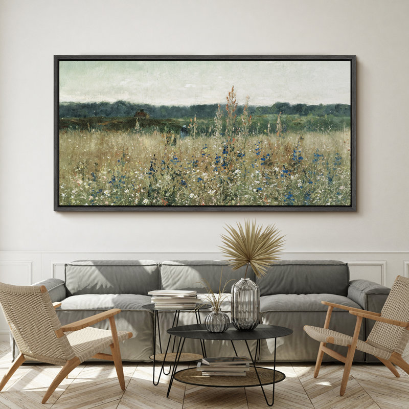 Rustic Countryside " Rustic Field Wildflowers Vintage Countryside Nature Landscape Retro Art Decor Extra Large Pictures "