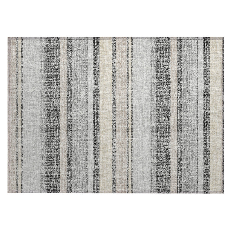 Machine Washable Indoor/Outdoor Xhevrie Black Rug, Rectangle 1'8" x 2'6"