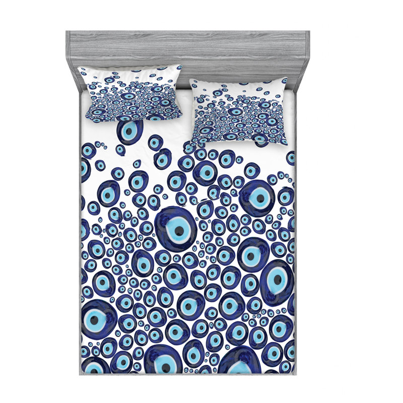 Evil Eye Fitted Sheet, Queen Sheet Set with Fitted Sheet
