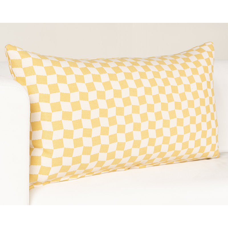 Coussin Delmore, polyester, Jaune, motif géométrique 2, Rectangulaire H 14 po x l 36 po