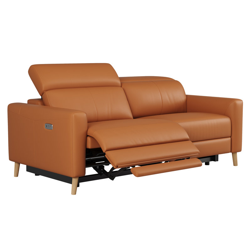 Causeuse inclinable en cuir à grain supérieur Nouvaveagh