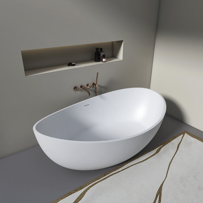 70 Inch Freestanding Solid Surface Soaking Bathtub For Bathroom