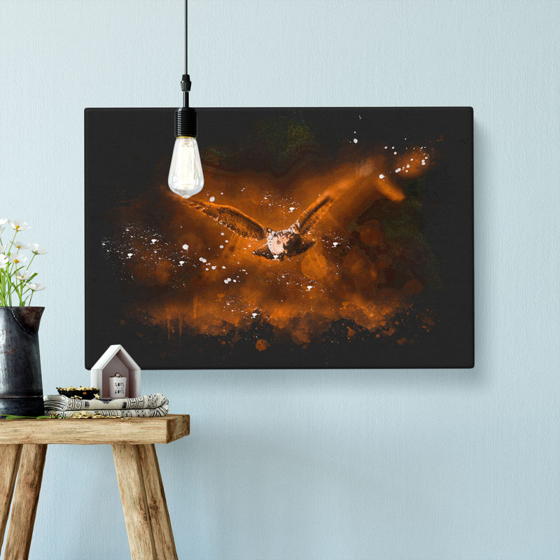Flying Owl At Dusk - Wrapped Canvas, 35cm H x 50cm W x 3cm D