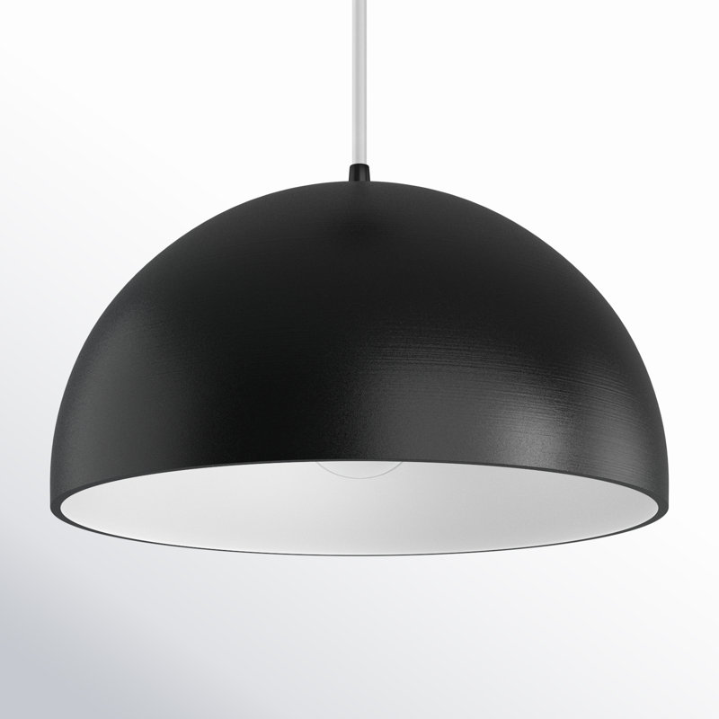 Luminaire suspendu en forme de dôme à 1 lumière DEL Amick, Noir mat, Noir mat carbone