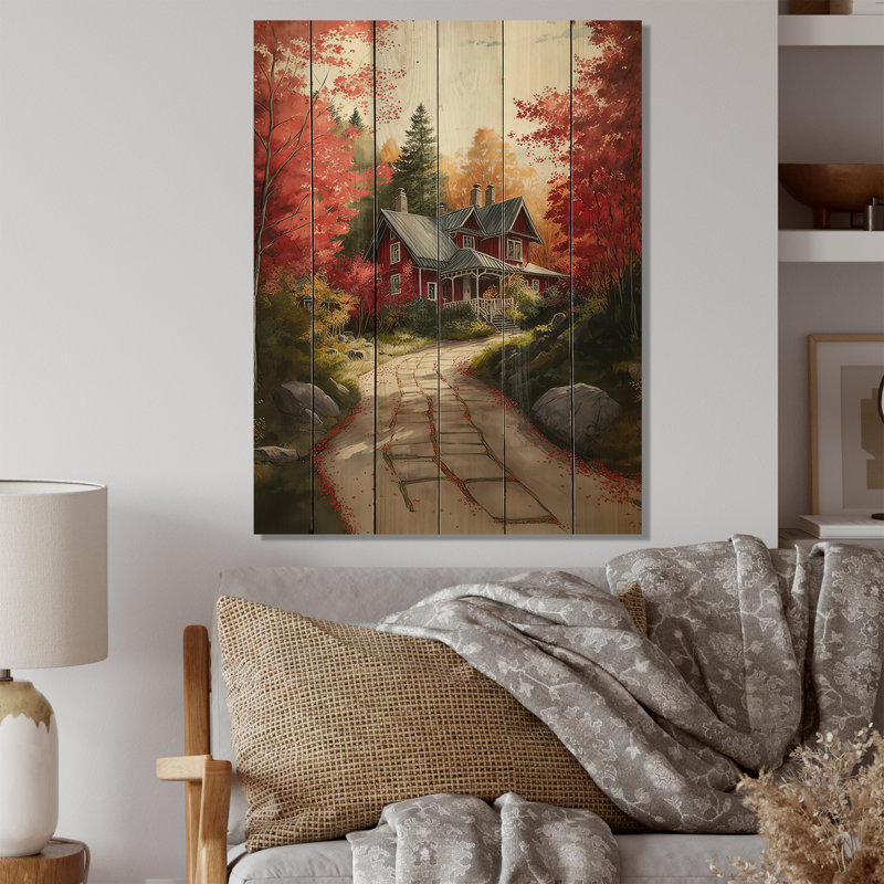 Feuillage d'automne au chalet II - impression, H 40 po x l 30 po x P 1,5 po