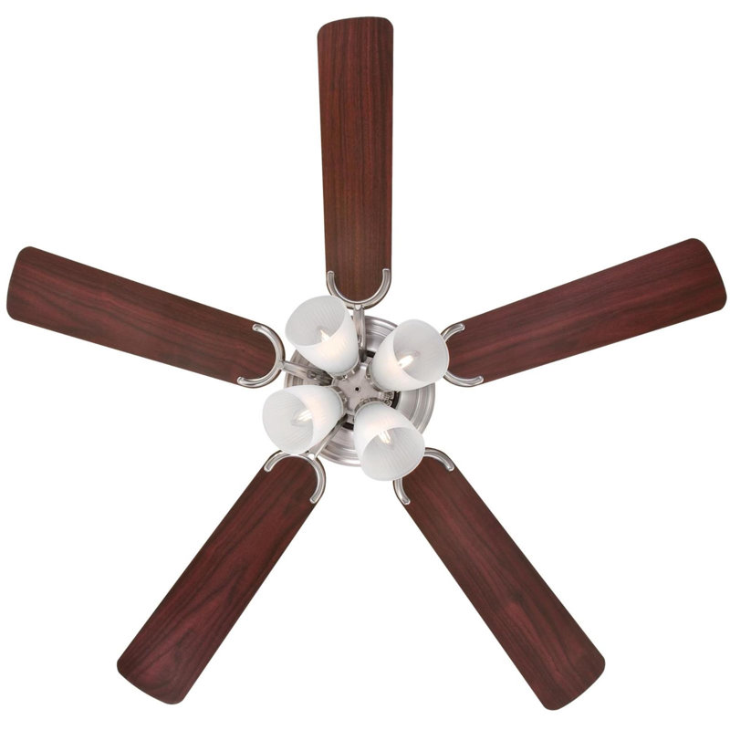 Rosenblatt 52'' Ceiling Fan with Light Kit, Frosted Ribbed, Rosewood