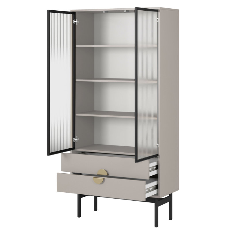 Boarisch Display Cabinet, Grey Beige