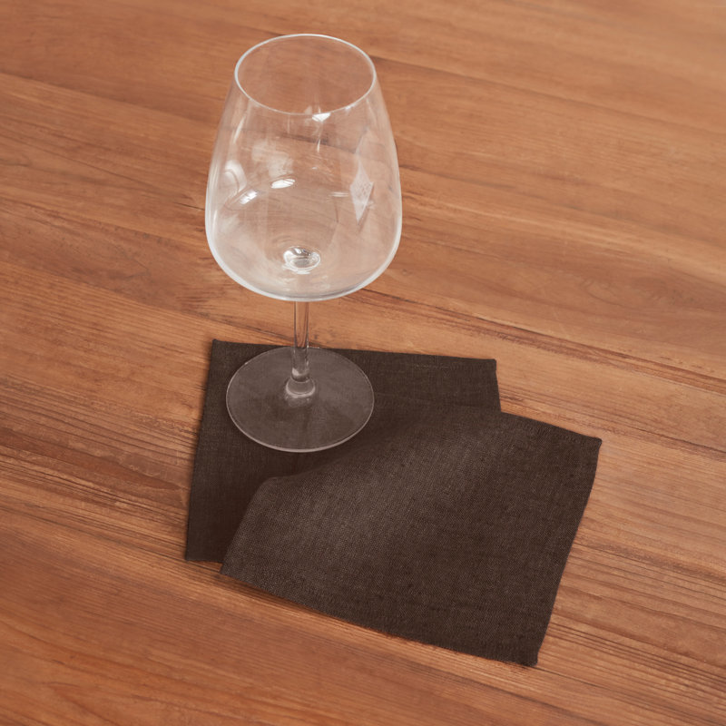 100% Pure Linen Cocktail Napkins - Athena, Chambray Brown