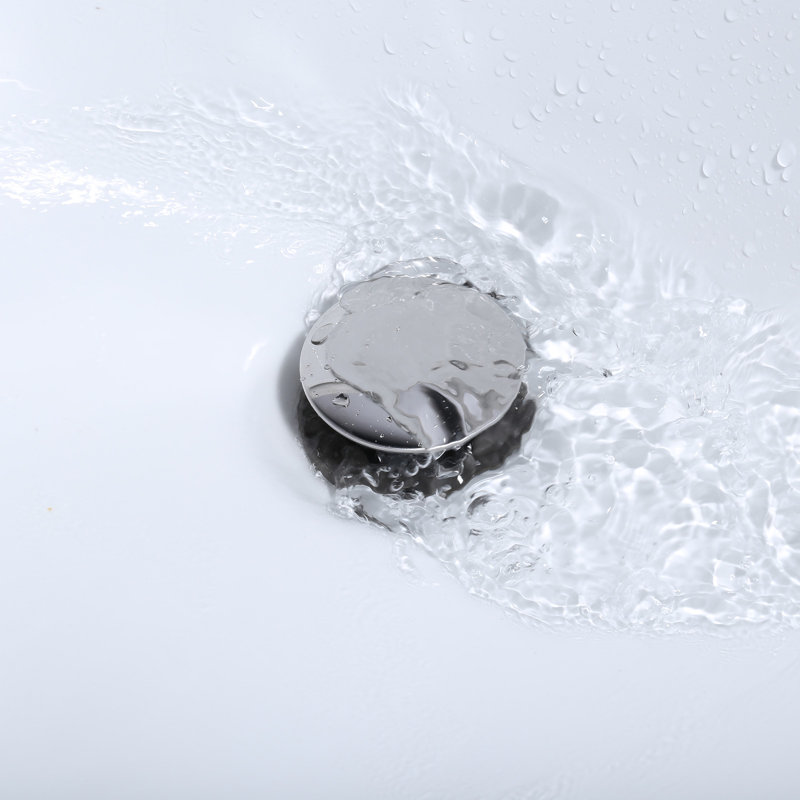 Drain escamotable de lavabo de salle de bain avec trop-plein, Nickel brossé