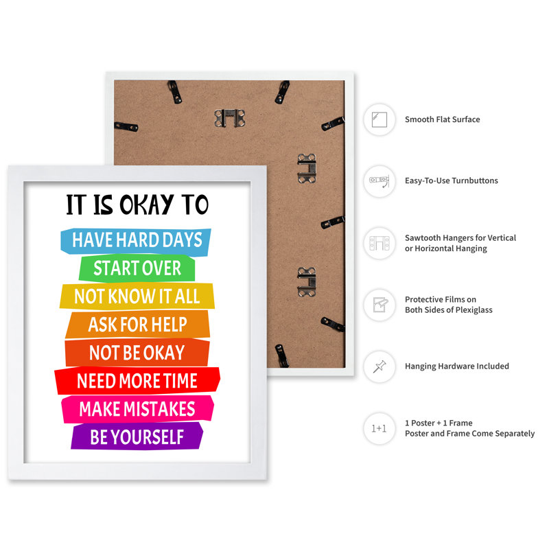 It's Okay to Not Be Okay, Poster, 24"H x 32"W, White Framed