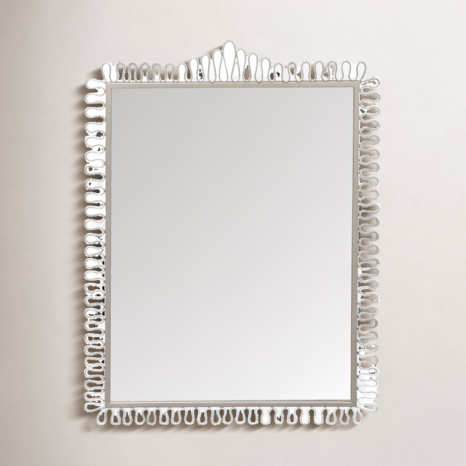 Squiggle Rectangle Champagne Silver Mirror
