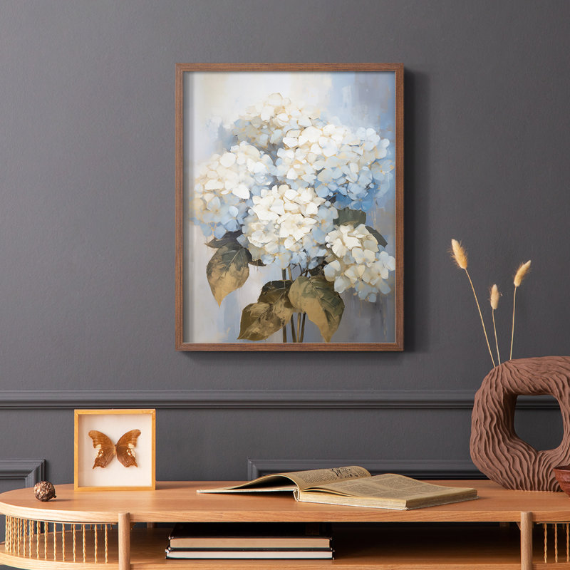 Série FLORAL Cxxiii - reproduction encadrée de qualité supérieure - prête à être accrochée - aucun clou requis, Noyer
