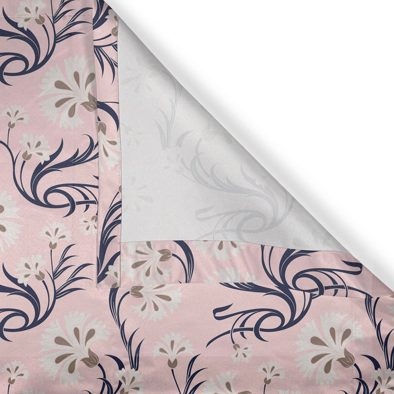Red Barrel Studio® avec œillets à motif floral et branches de printemps rose tendre et indigo, L 50 po x L 108 po