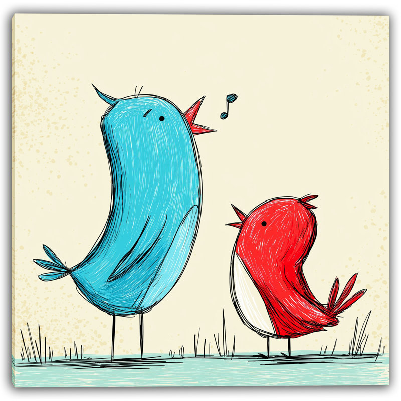 Chirpe Companions - Singing Bird Duo, art mural, H 30 po x l 30 po