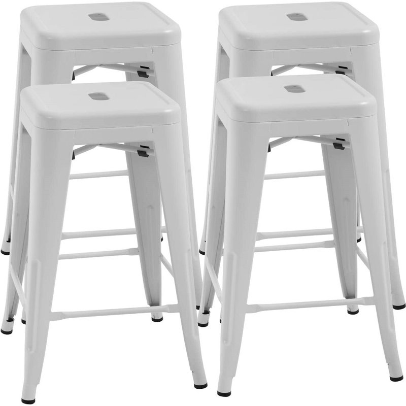 Cricklade Upholstered Counter Stool with Metal Frame, White
