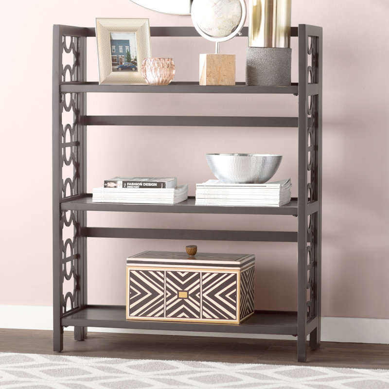 Brontie Etagere Bookcase, Black, (3 Shelves) 42” H x 33” W x 13”D