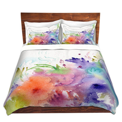 DiaNoche Duvet Cover Sets Microfiber by Sheila Golden - Rainbow Garden