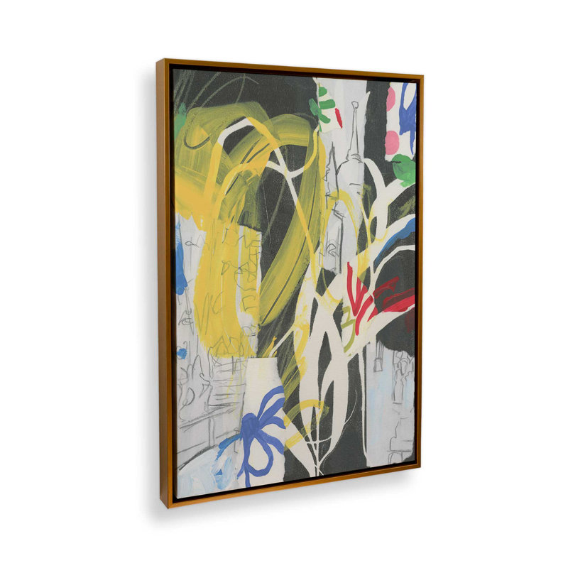 «Madrid Graffiti I» par June Erica Vess, reproduction d'art sur toile, H 48 po x l 32 po, Floater Framed without Mat, Doré
