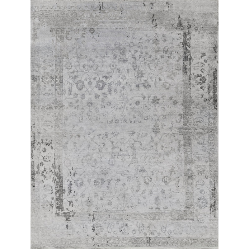 Beverly Oriental Area Rug in Gray, Rectangle 9' x 12'