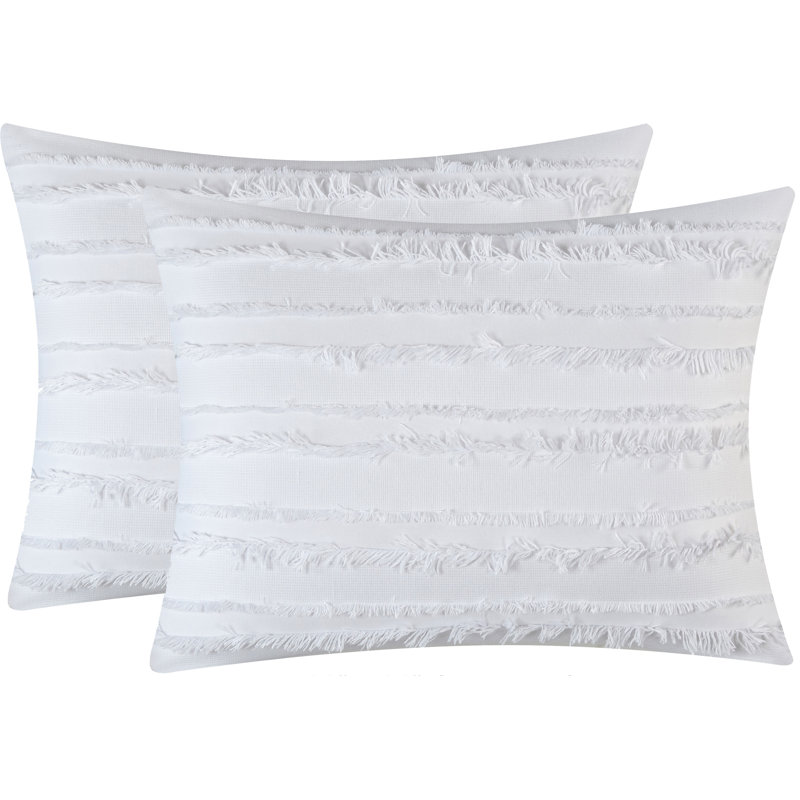 Ensemble d'édredon chic 7 pièces Merbabe, Édredon de très grande taille et 6 pièces suppl, Blanc