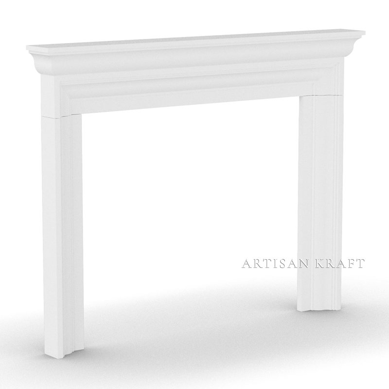 Austin Cast Stone Fireplace Surround with Bullnose Hearth, Natural, 7" D x 47.75" H x 60" W