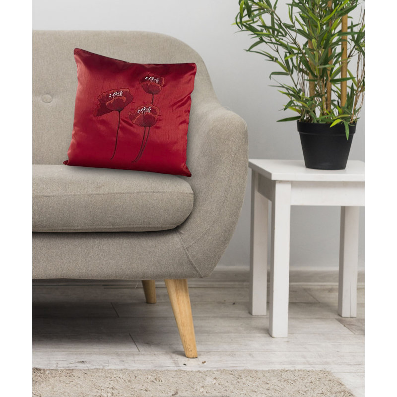 Dav Floral Square Throw Pillow Cover, Red, 55 x 55cm