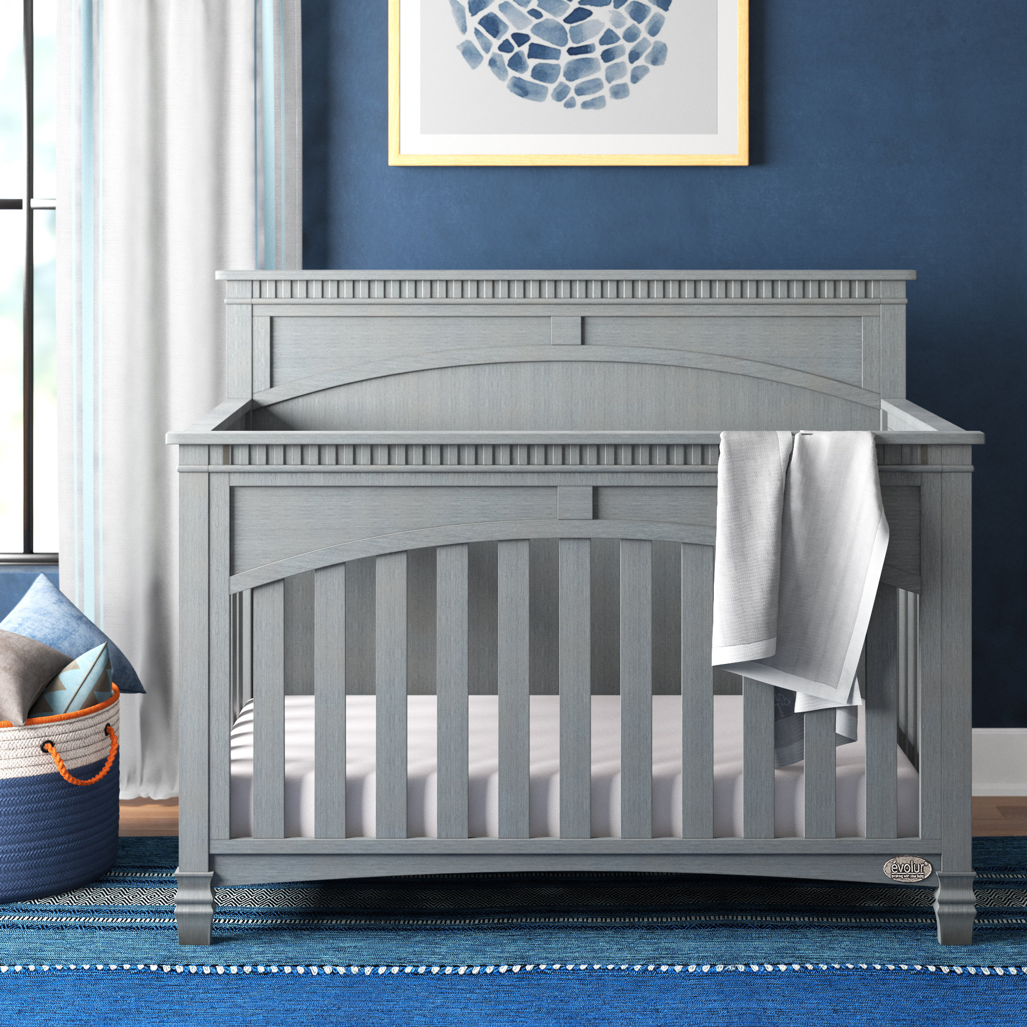 evolur cheyenne and santa fe double dresser storm grey Evolur Cheyenne 5 in 1 Full Panel Convertible Crib – The Baby's Room main image 0