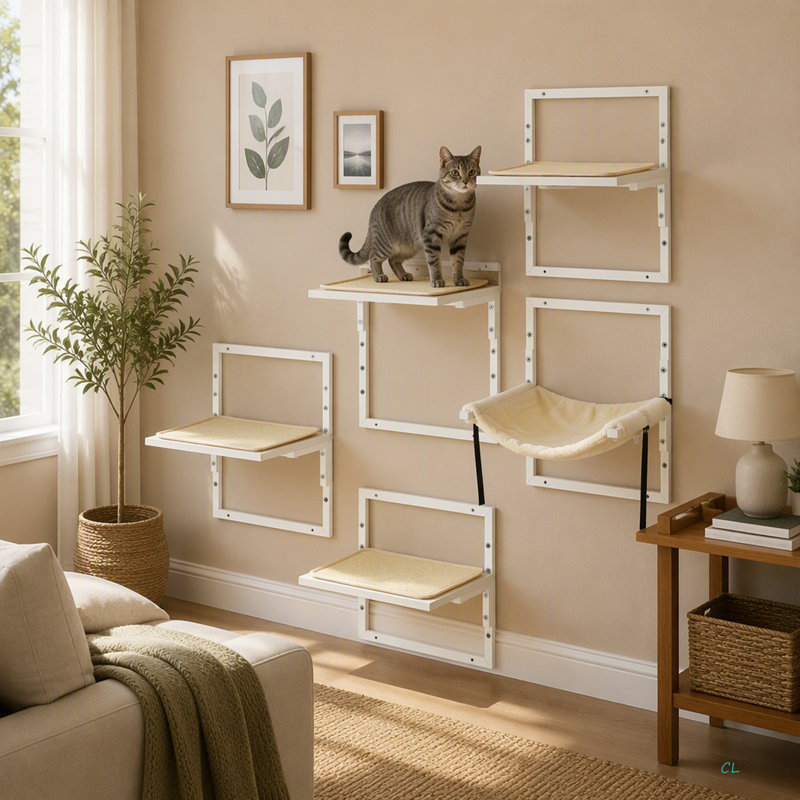Ensemble de tablettes murales pour chat 6 pièces Pawhut