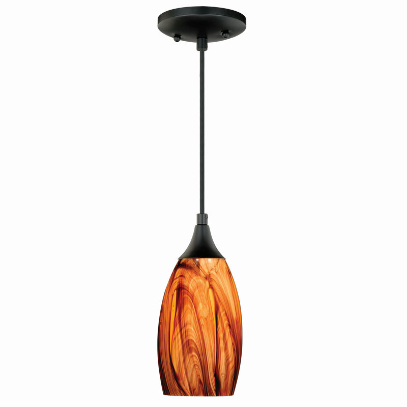 Finja 1 - Light Single Pendant, Oil Rubbed Bronze, Smoky Fire