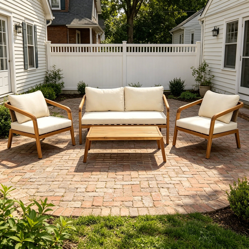 Ensemble de canapé d'extérieur 4 pièces avec coussins et table basse