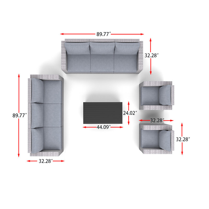 Grochow 8 - Person Patio Conversation Sets with Cushions, Grey